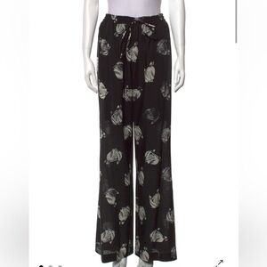 Lanvin Black and Cream Patterned Wide Leg Pants